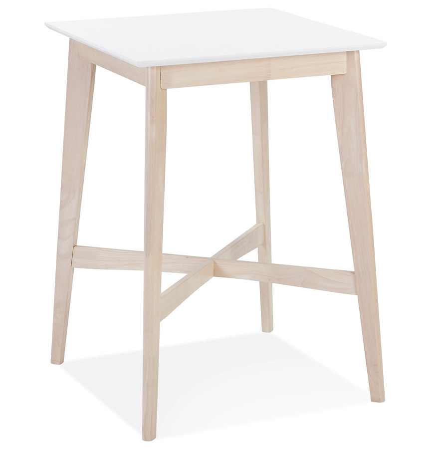 Table haute 'GALLINA' en bois blanc et finition naturelle vue1