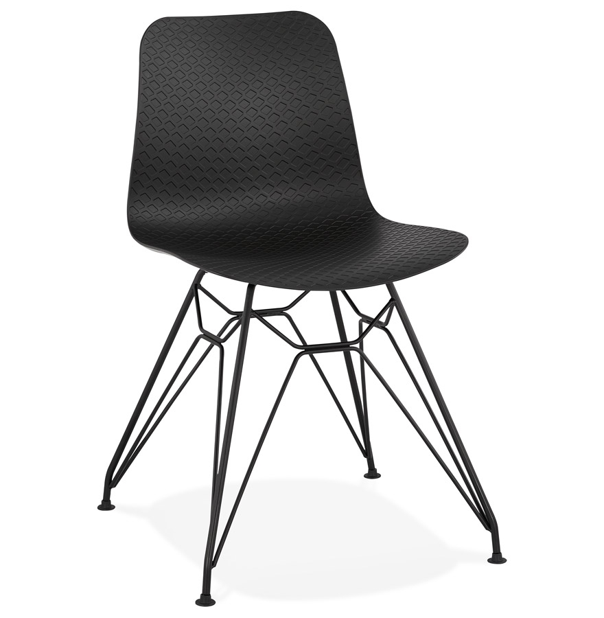 Chaise design 'GAUDY' noire style industriel avec pied en métal noir vue1