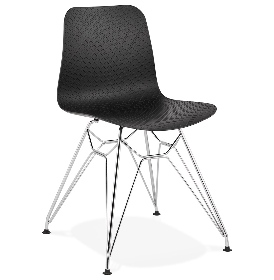 Chaise design 'GAUDY' noire avec pied en métal chromé vue1