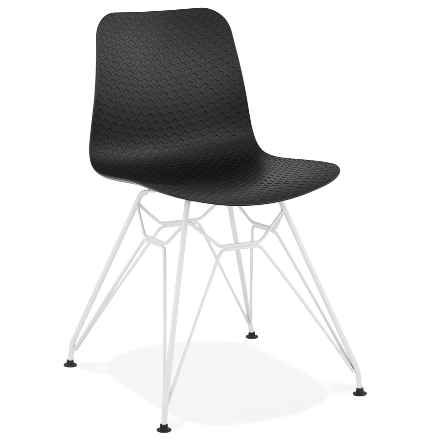 Chaise moderne 'GAUDY' noire avec pied en métal blanc vue1