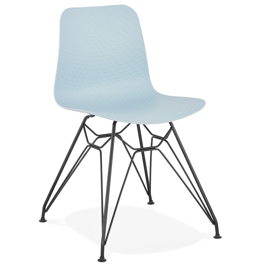 Chaise design 'GAUDY' bleue style industriel avec pied en métal noir vue1