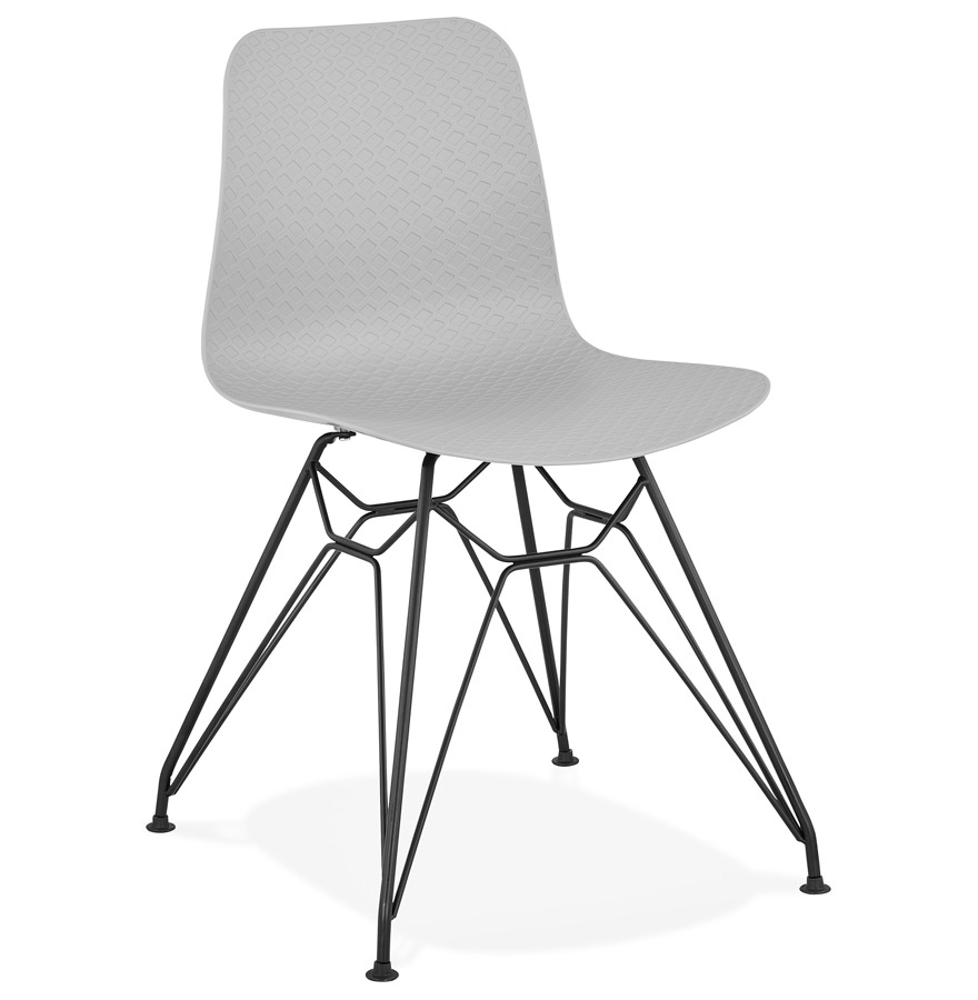Chaise design 'GAUDY' grise style industriel avec pied en métal noir vue1