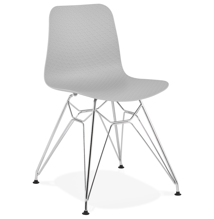 Chaise design 'GAUDY' grise avec pied en métal chromé vue1