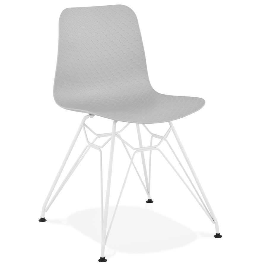 Chaise moderne 'GAUDY' grise avec pied en métal blanc vue1