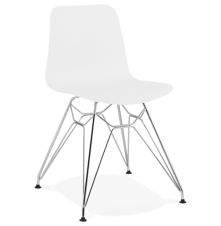 Chaise design 'GAUDY' blanche avec pied en métal chromé vue1