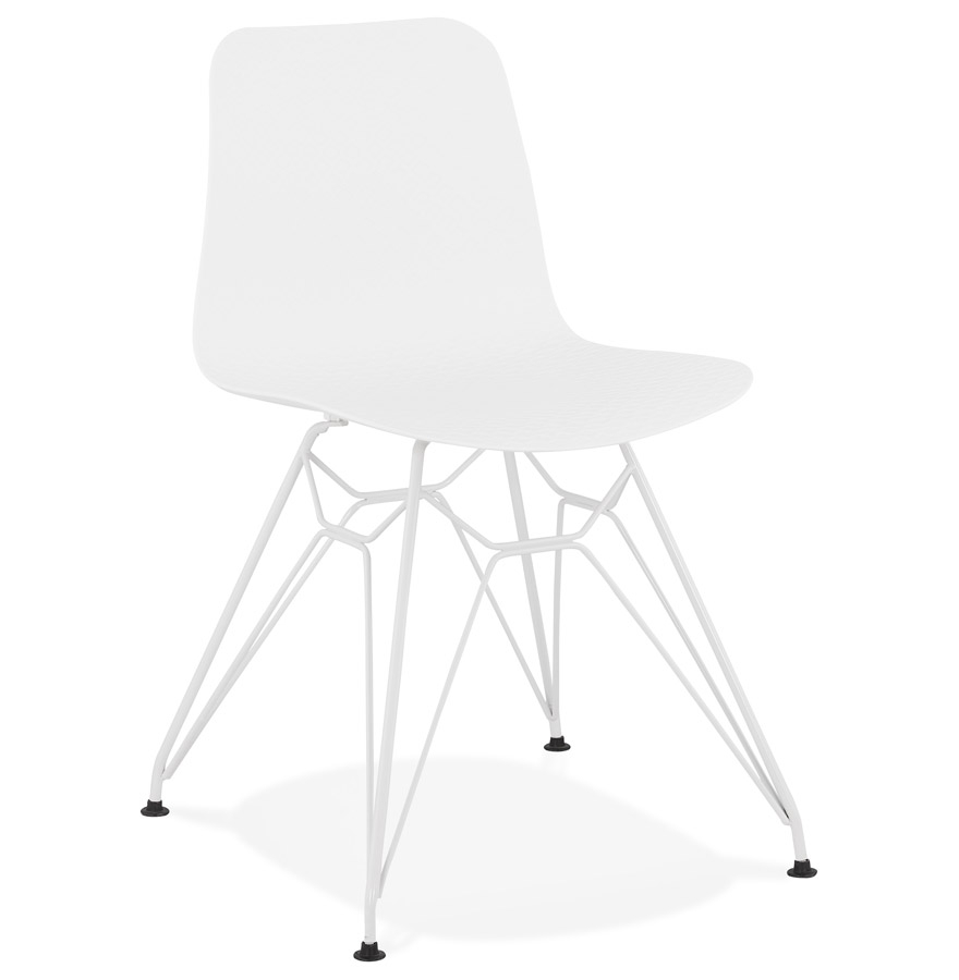 Chaise moderne 'GAUDY' blanche avec pied en métal blanc vue1