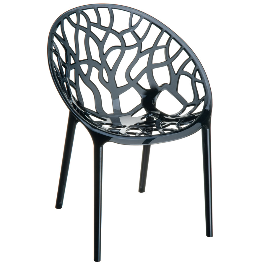 Chaise moderne 'GEO' noire transparente en matière plastique vue1