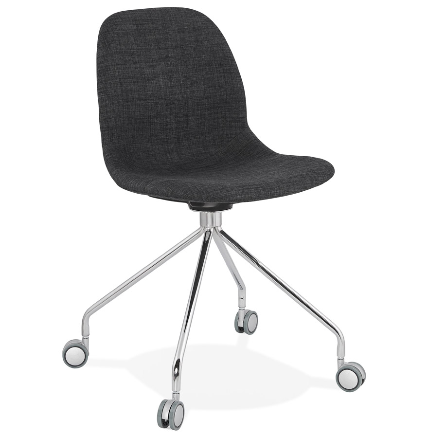 Chaise de bureau design 'GLIPS' en tissu gris sur roulettes vue1