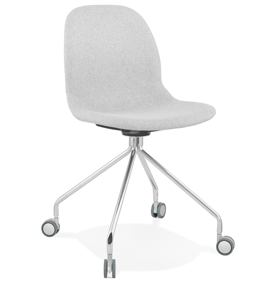 Chaise de bureau design 'GLIPS' en tissu gris clair sur roulettes vue1