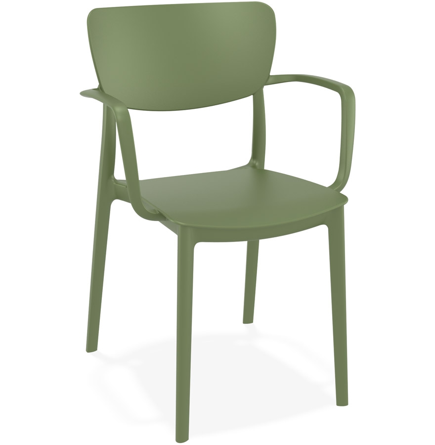 Chaise avec accoudoirs 'GRANPA' en matière plastique verte vue1