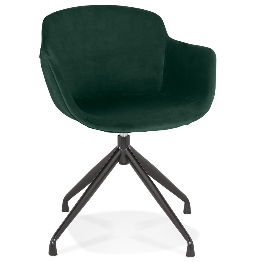 Chaise design avec accoudoirs 'GRAPIN' en velours vert vue1