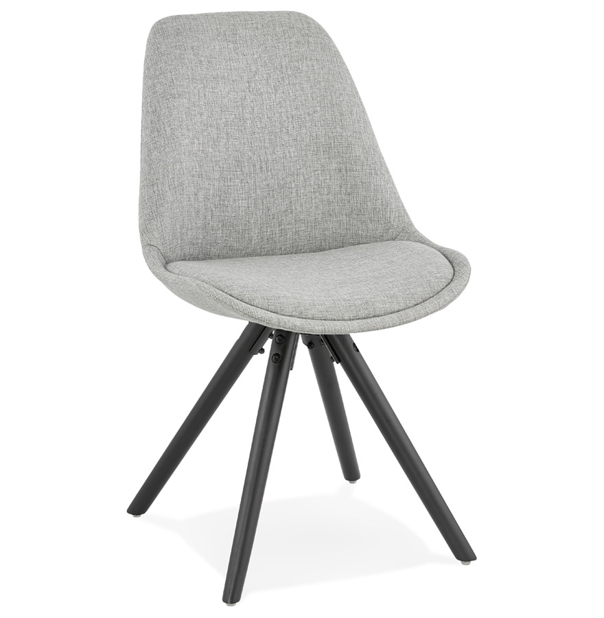 Chaise moderne 'HIPHOP' en tissu gris et pieds en bois noir vue1