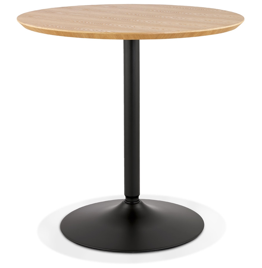 Table ronde design 'HUSH' en bois finition naturelle et métal noir - Ø 80 cm vue1