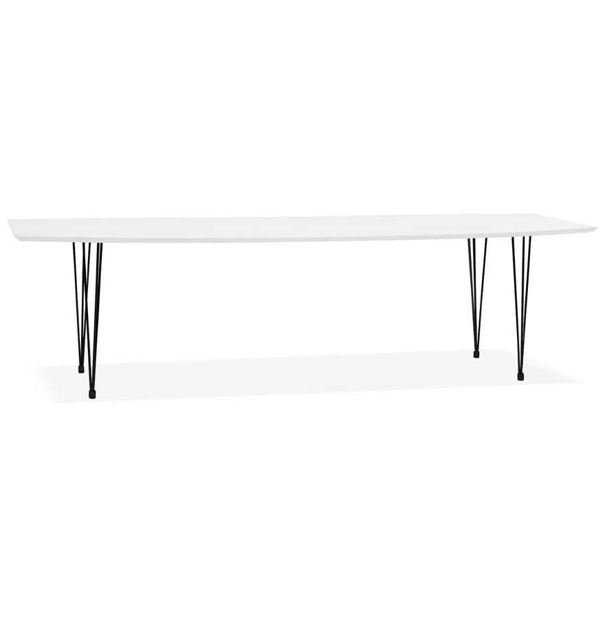 Table à dîner design extensible 'HUSKI' blanche avec pieds noirs style industriel - 170(270)x100 cm vue1