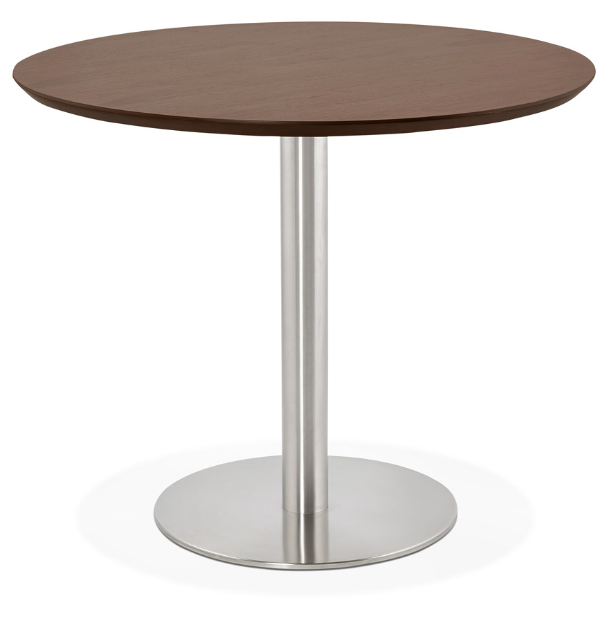 Petite table de bureau / à diner ronde 'INDIANA' en bois finition Noyer - Ø 90 cm vue1