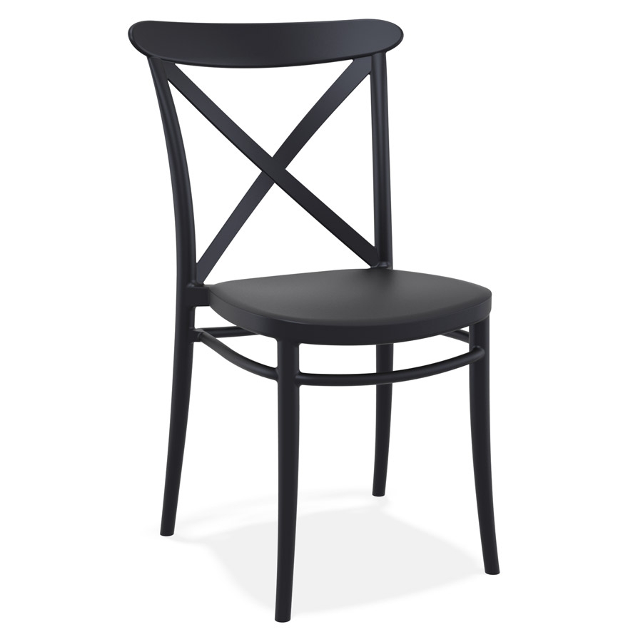 Chaise empilable 'JACOB' style rétro en matière plastique noire vue1