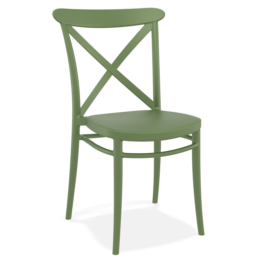 Chaise empilable 'JACOB' style rétro en matière plastique verte vue1