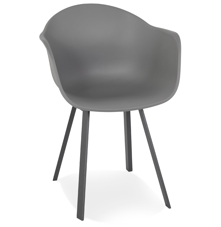 Chaise à accoudoirs design 'JAVEA' gris foncé intérieur / extérieur - commande par 2 pièces / prix pour 1 pièce vue1