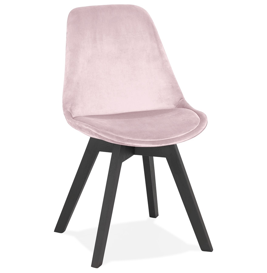 Chaise en velours rose 'JOE' avec structure en bois noir vue1