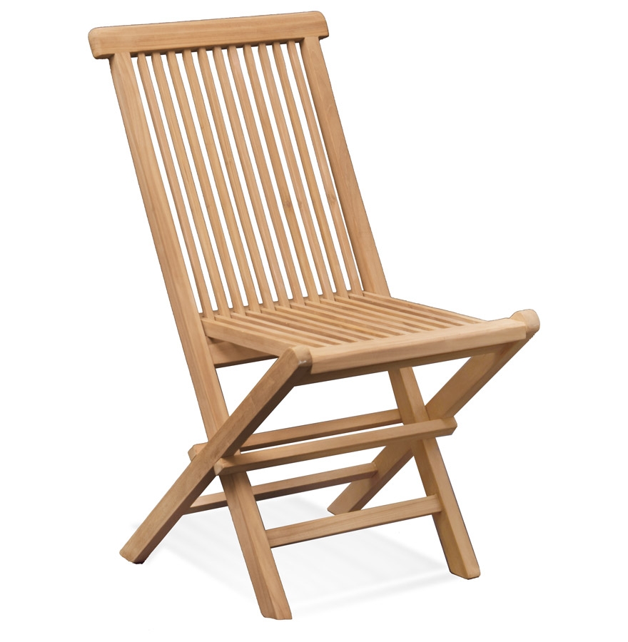 Chaise de jardin pliable KALEO en bois de Teck naturel vue1