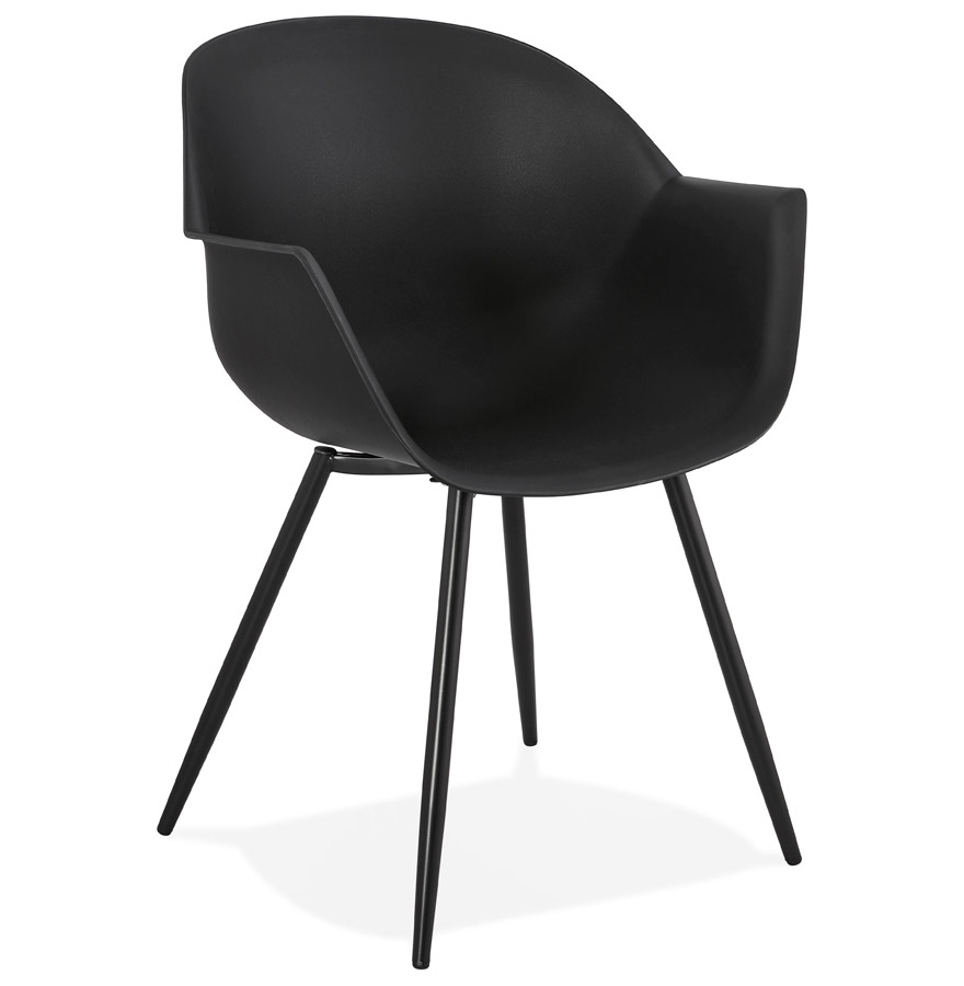 Chaise à accoudoirs 'KELLY' noire design vue1