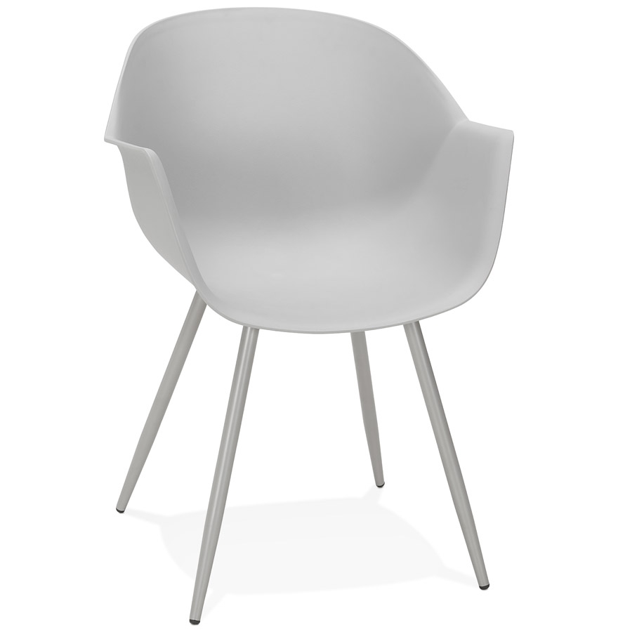 Chaise à accoudoirs 'KELLY' grise design vue1