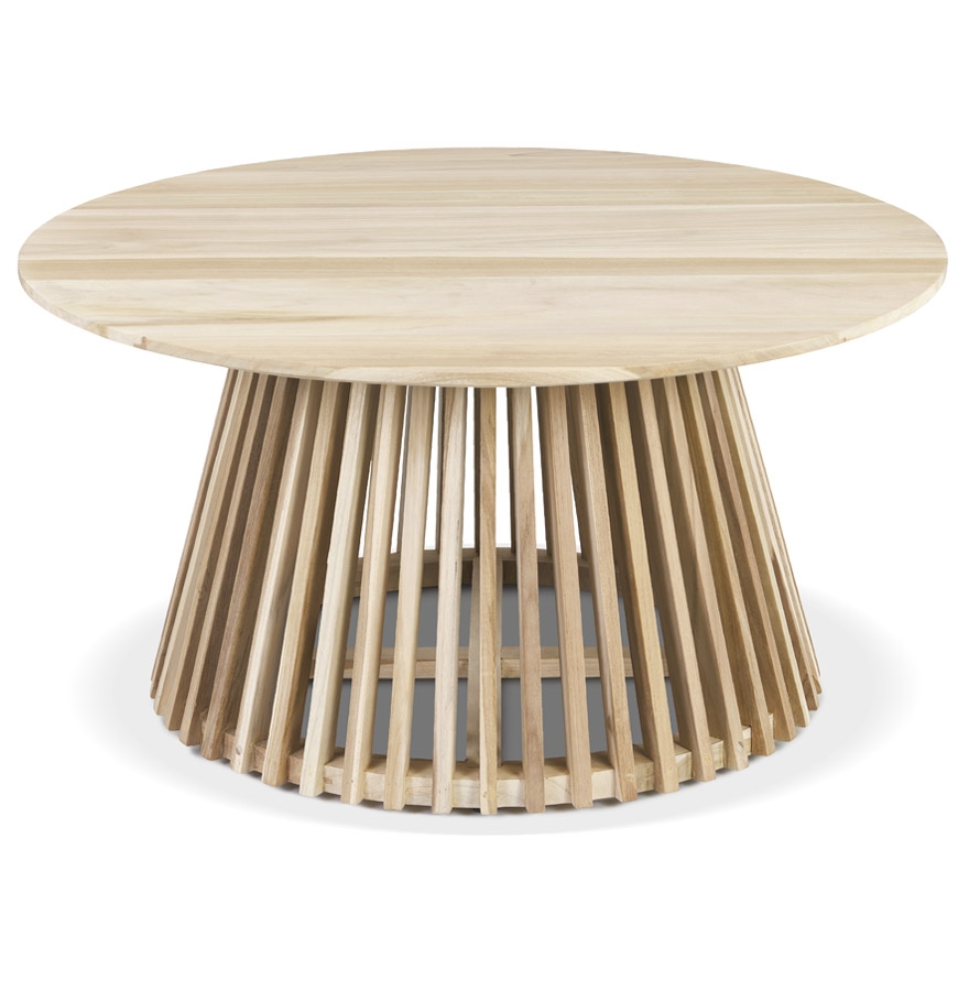 Table basse de salon ronde 'KWAPA' en bois Teck naturel intérieur - Ø 80 cm vue1