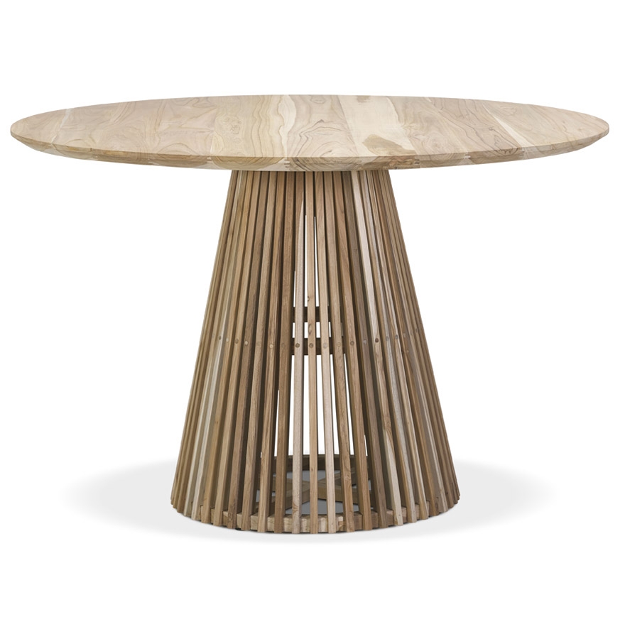 Table à manger ronde 'KWAPA' en bois Teck naturel intérieur - Ø 120 cm vue1