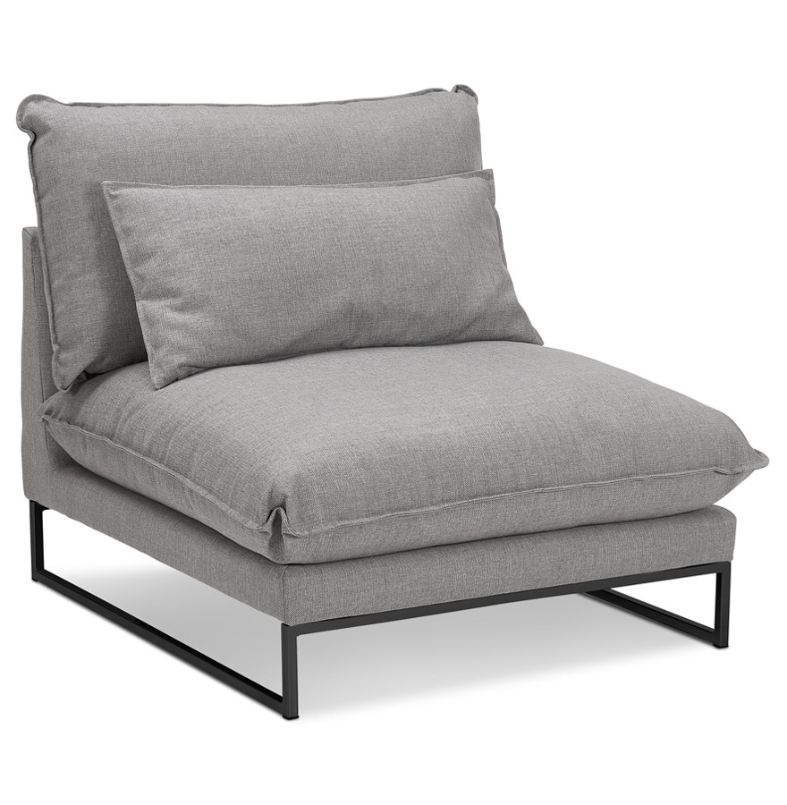 Grand fauteuil lounge 'LASKA' en tissu gris clair 1 place vue1
