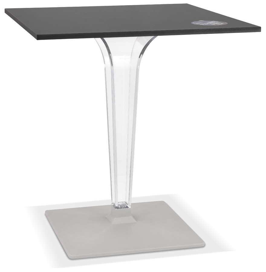 Table de terrasse carrée 'LIMPID' noire intérieur/extérieur - 68x68 cm vue1