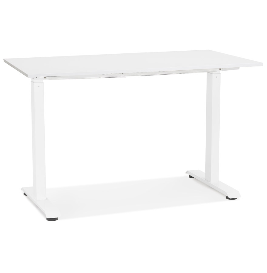 Petit bureau assis/debout 'LIVELLO' en bois et métal blanc - 120x60 cm vue1