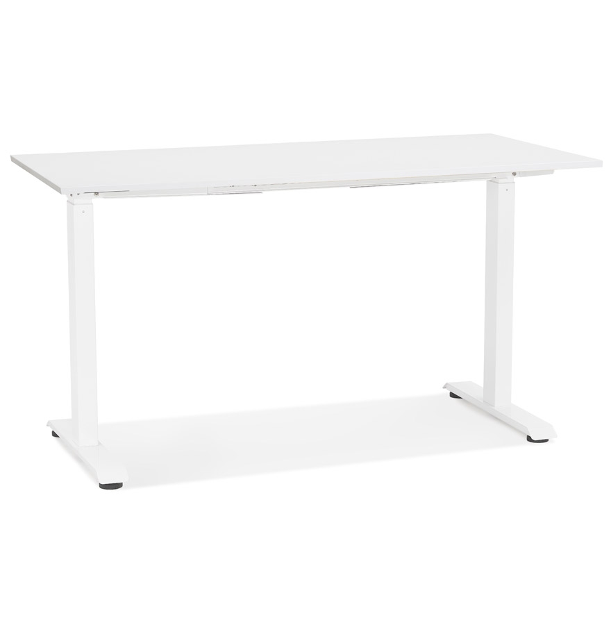 Bureau droit assis/debout 'LIVELLO' en bois et métal blanc - 140x70 cm vue1