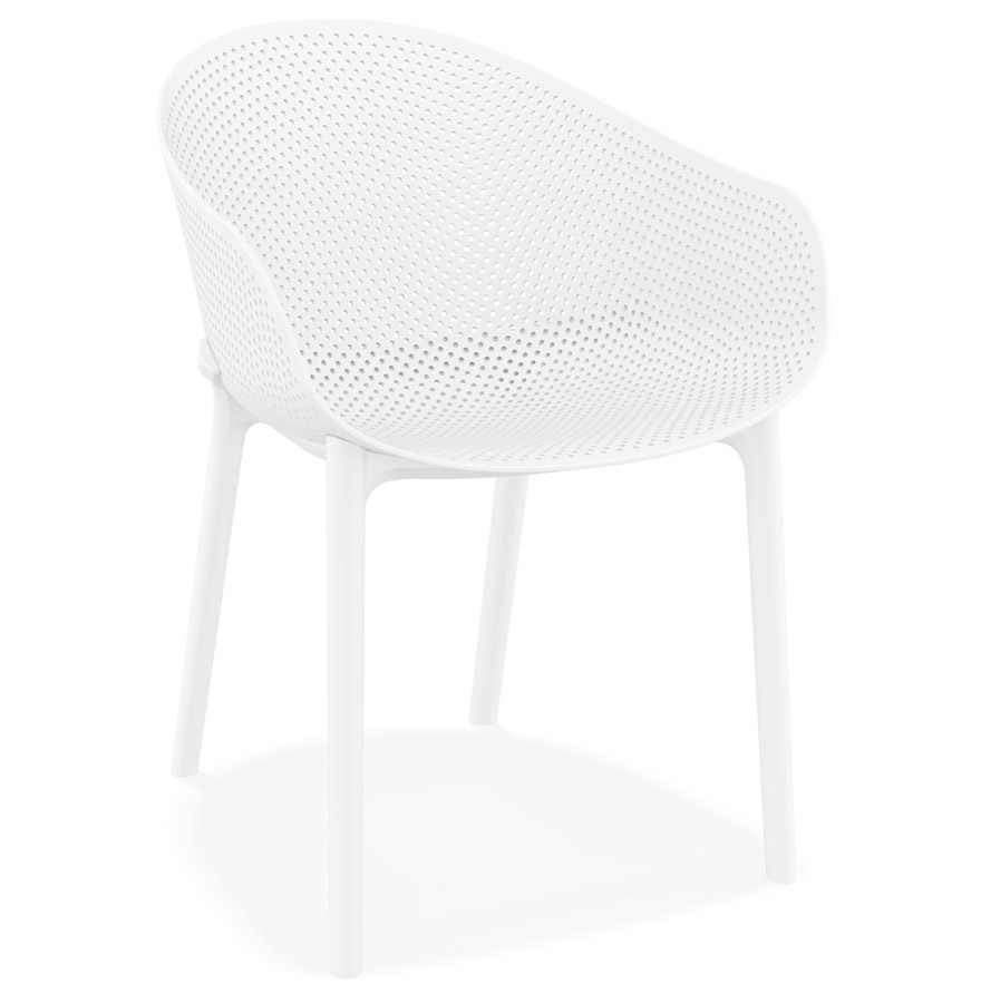 Chaise de terrasse perforée 'LUCKY' blanche design vue1