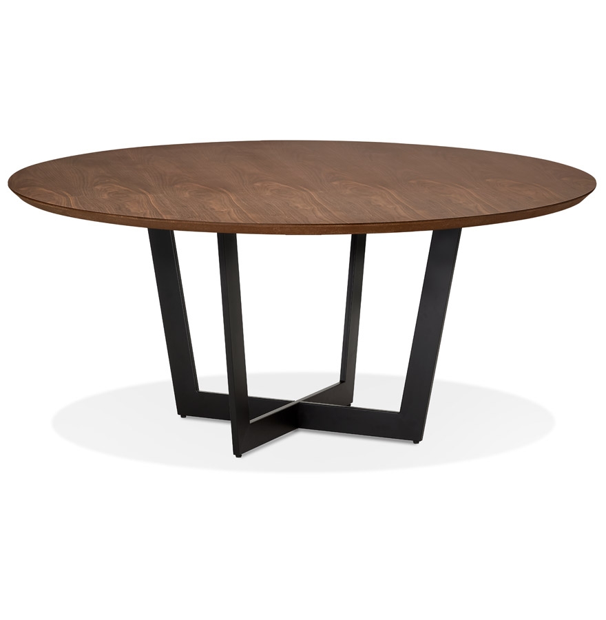 Table de salle à manger ronde 'LULU' en bois finition Noyer et métal noir - Ø120 cm vue1