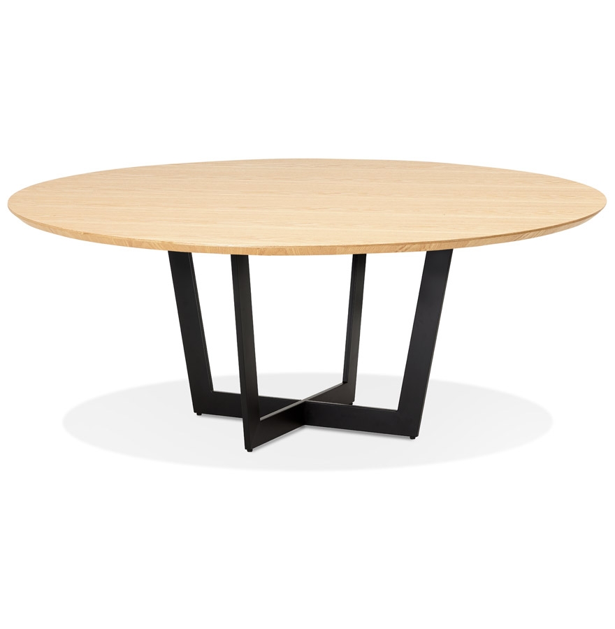 Table de salle à manger ronde 'LULU' en bois finition naturelle et métal noir - Ø140 cm vue1