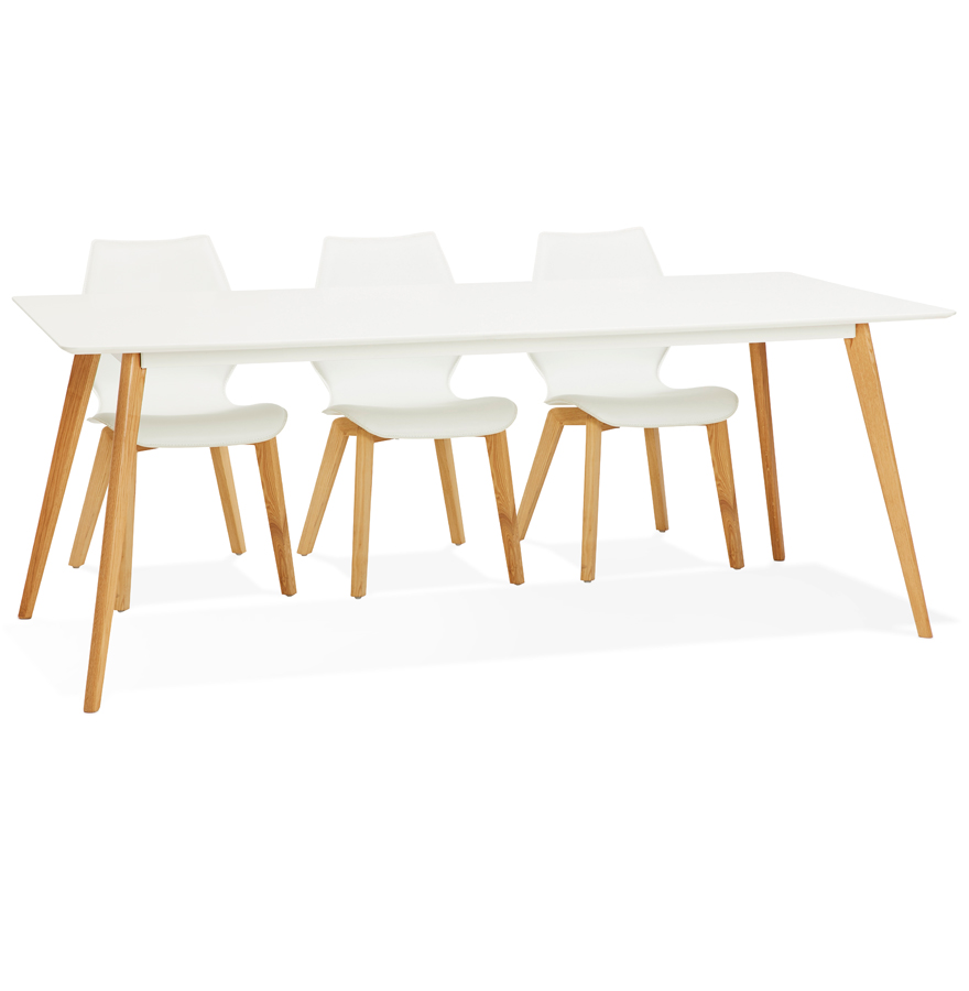 Table à manger design 'MADY' blanche style scandinave - 200x90 cm vue1