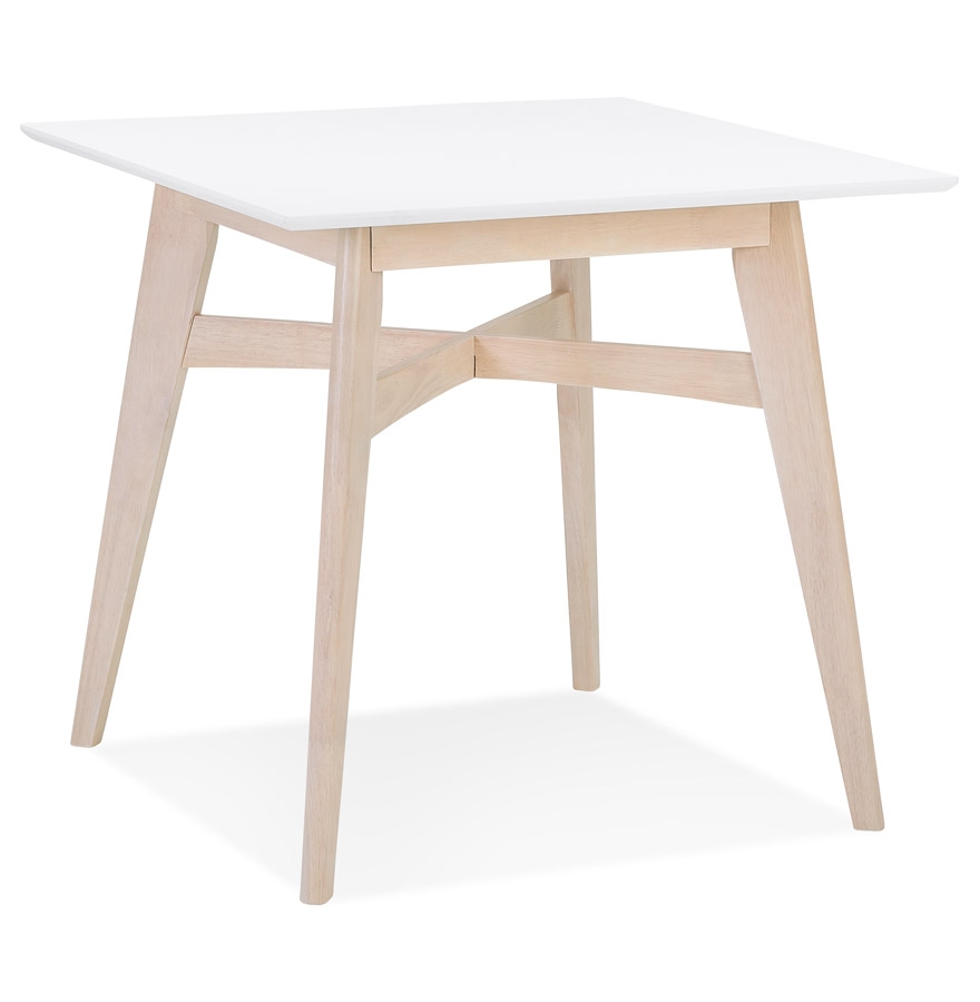 Table à diner carrée 'MAEVA' en bois blanc et finition naturelle - 80x80 cm vue1