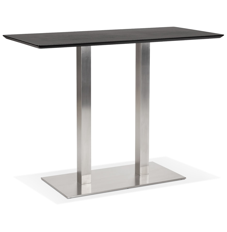 Table haute design 'MAMBO BAR' noire avec pied en métal brossé - 150x70 cm vue1