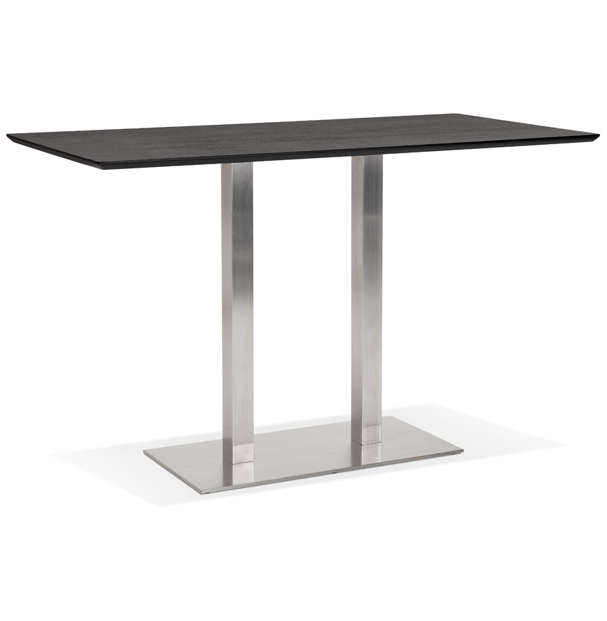 Table haute design 'MAMBO BAR' noire avec pied en métal brossé - 180x90 cm vue1