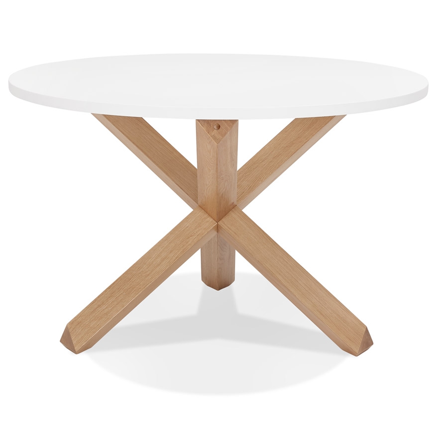 Table ronde design 'MARVEL' blanche et chêne massif - Ø 120 cm vue1
