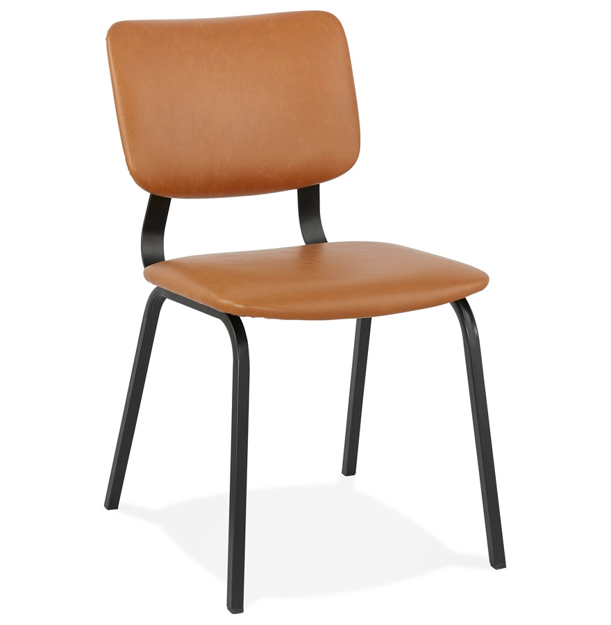 Chaise vintage 'MELODY' brune avec structure en métal noir vue1