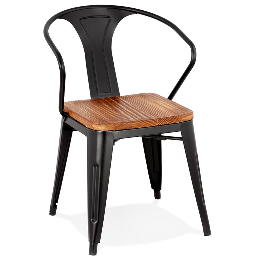 Chaise style industriel 'METROPOLIS' en métal noir - commande par 2 pièces / prix pour 1 pièce vue1