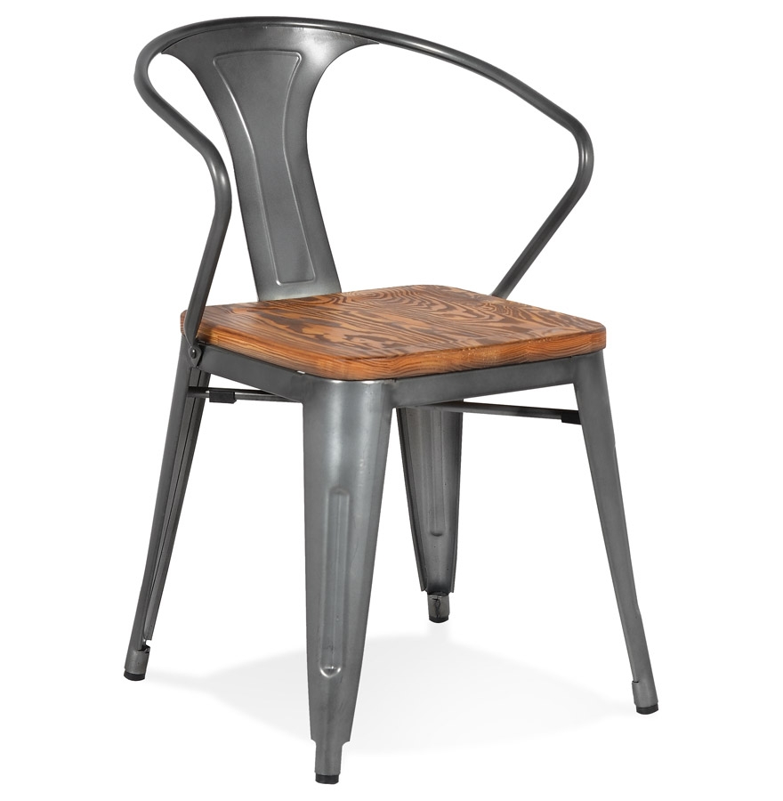 Chaise style industriel 'METROPOLIS' en métal gris foncé - commande par 2 pièces / prix pour 1 pièce vue1