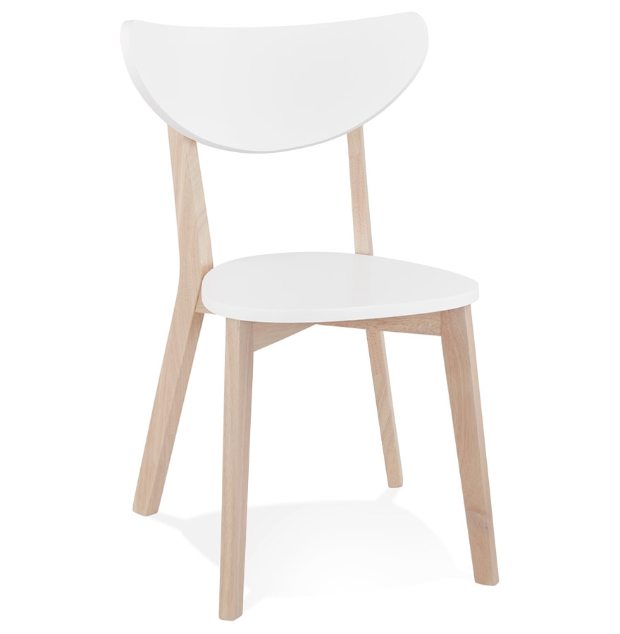 Chaise moderne 'MONA' blanche et structure en bois finition naturelle - Commande par 2 pièces / Prix pour 1 pièce vue1