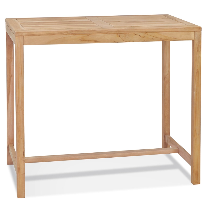Table haute intérieur/extérieur 'MOUSTIK BAR' en bois Teck naturel - 120x70 cm vue1