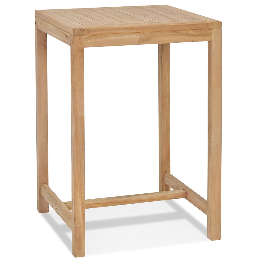 Table haute intérieur/extérieur 'MOUSTIK BAR' en bois Teck naturel - 70x70 cm vue1