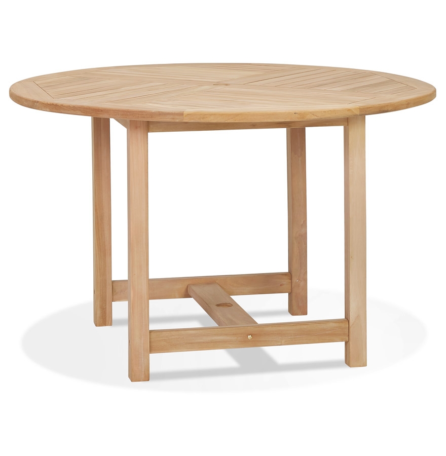 Table à diner ronde intérieur/extérieur 'MOUSTIK' en bois Teck naturel - Ø 120 cm vue1