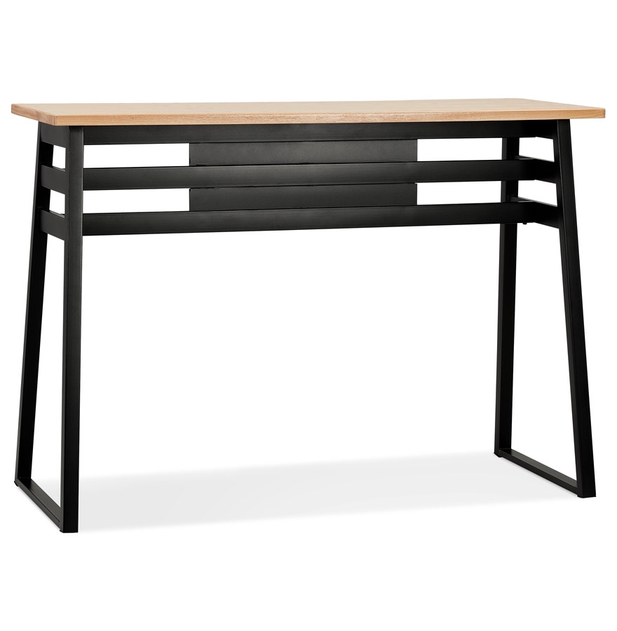 Table de bar haute 'NIKI' en bois finition naturelle et pied en métal noir - 150x60 cm vue1