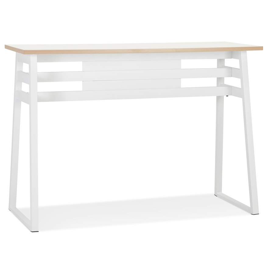 Table de bar haute 'NIKI' bois et métal blanc - 150x60 cm vue1
