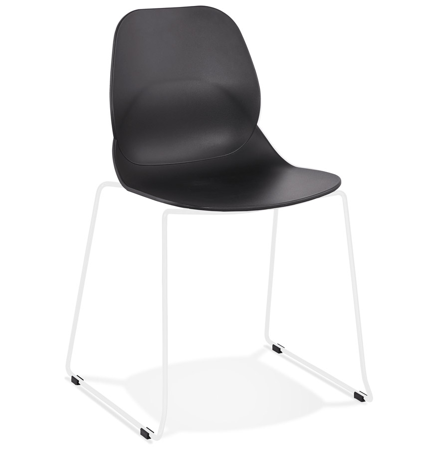 Chaise design 'NUMERIK' noire avec pieds en métal blanc vue1